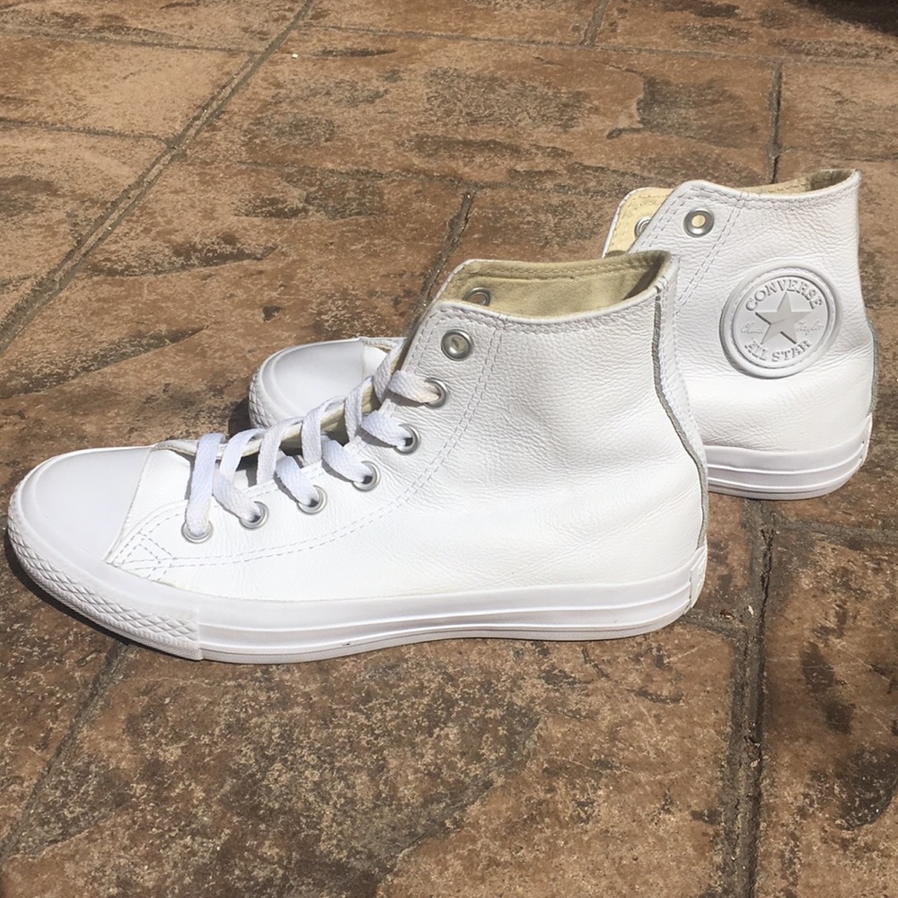 White Leather High-Top Converse